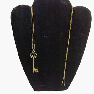 Skeleton Key Pendant Necklace Brass Ball Chain Vintage Style Steampunk Goth